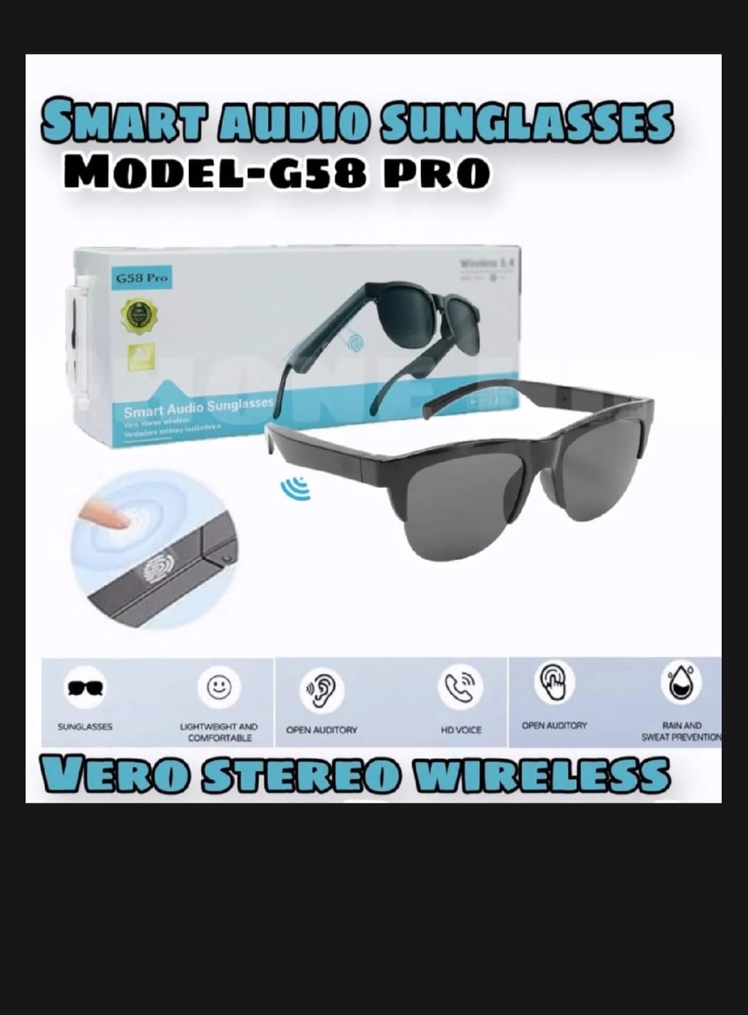 Wireless Audio Bluetooth Sun Glasses | Bluetooth Sunglasses UV Protection Waterproof Stereo Sound Quality Bluetooth Headphone Glasses