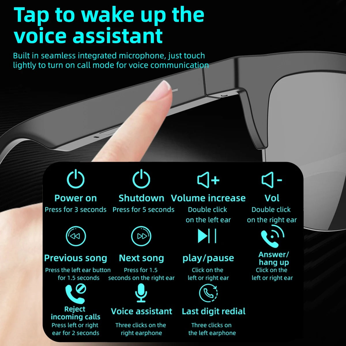 New Smart Glasses Bluetooth Calling Music Control Wireless Fashionable Bluetooth Headphones For Men Women Gifts Earphone Outdoor